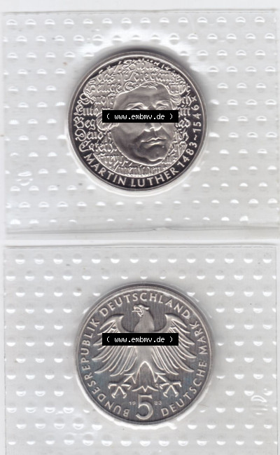 Münzen Deutschland 5 DM-Gedenkmünze 1983, Martin Luther (3) Sammlung
