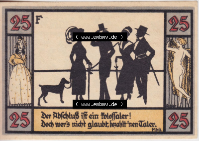Notgeldscheine aus Apolda 1921, 25 Pfennig, Schattenbilder F (2) Sammlung