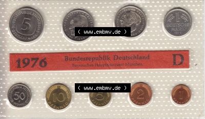 Münzen Deutschland Münzsätze Deutsche Mark Stempelglanz 1976, Kursmünzensatz (1) Sammlung