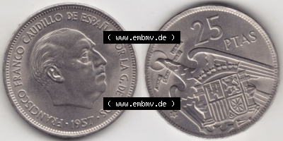 Münzen Spanien Eurovorläufer, Umlaufmünze vor Euroeinführung 1957-1957, 25 Peseten 1968 (3) Sammlung