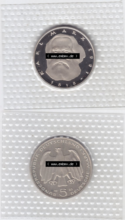 Münzen Deutschland 5 DM-Gedenkmünze 1983, Karl Marx (3) Sammlung