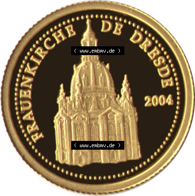 Münzen Kleine Goldmünzen der Welt Kongo Frauenkirche 2004 (1) Sammlung