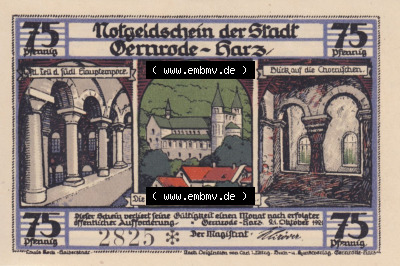 Notgeldscheine aus Gernrode 1921, 75 Pfennig 6 (1) Sammlung