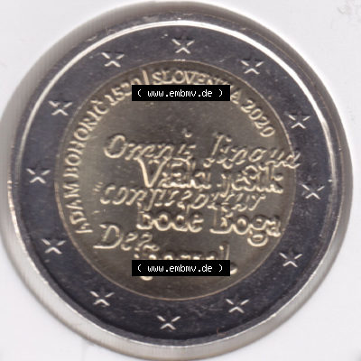 Münzen Euromünzen 2 Euro 2020, Slowenien 2020 Adam Bohoric. 2 Euro Gedenkmünze, gültiges Zahlungsmittel in allen Eurostaaten... Sammlung
