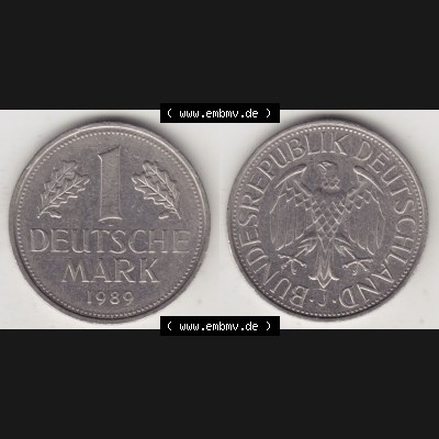 Münzen Deutschland 1950-2001, 1 Deutsche Mark 1989 J (4) Sammlung