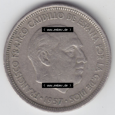 Münzen Spanien Eurovorläufer, Umlaufmünze vor Euroeinführung 1957, 1957-1975, 5 PTAS, Peseten 1958 (2) Sammlung