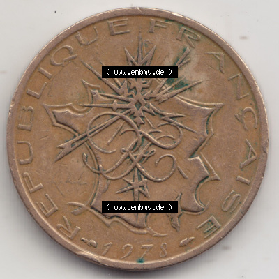 Münzen Frankreich Eurovorläufer, Umlaufmünze vor Euroeinführung 1974-1987, 10 Franken-Francs 1978 III.. Rückseite einer Münze... Sammlung