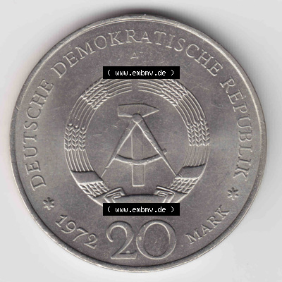 Münzen Deutschland DDR 20 Mark-Sondermünze 1972, 20 Mark Friedrich v. Schiller (2) Sammlung