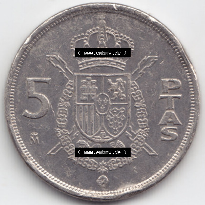 Münzen Spanien Eurovorläufer, Umlaufmünze vor Euroeinführung 1982-1989, 5 PTAS, Peseten 1982 (1) Sammlung