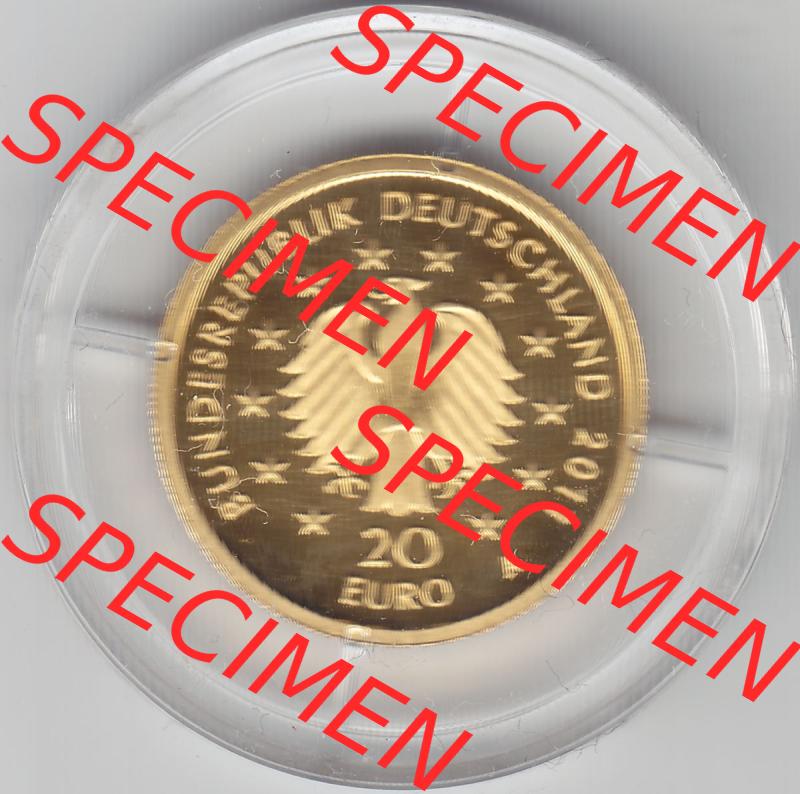 Münzen Deutschland 20 Euro Goldmünzen Deutscher Wald, 1/8 Unze Gold 2011. Vorderseite einer Münze aus dem deutschen Kaiserreich in Europa als Digitales Bild / Bildmaterial... Sammlung