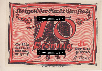Notgeldscheine aus Arnstedt 1921, 10 Pfennig dt (1) Sammlung