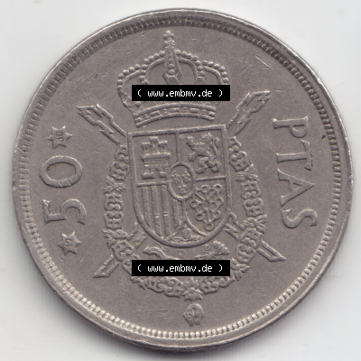 Münzen Spanien Eurovorläufer, Umlaufmünze vor Euroeinführung 1975, 1976-1980, 50 PTAS, Peseten 1980 (1) Sammlung