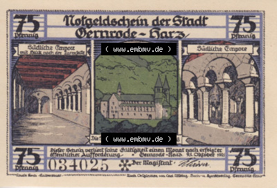 Notgeldscheine aus Gernrode 1921, 75 Pfennig 4 (1) Sammlung