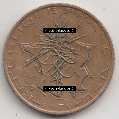 Münzen Frankreich Eurovorläufer, Umlaufmünze vor Euroeinführung 1974-1987, 10 Franken-Francs 1978 II.. Rückseite einer Münze... Sammlung