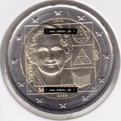 Münzen Euromünzen 2 Euro 2020, Italien Maria Montessori. 2 Euro Gedenkmünze, gültiges Zahlungsmittel in allen Eurostaaten... Sammlung