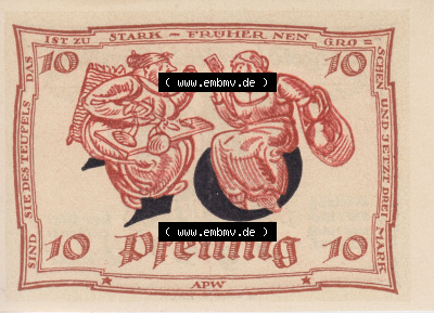 Notgeldscheine aus Arnstedt 1921, 10 Pfennig a (2) Sammlung