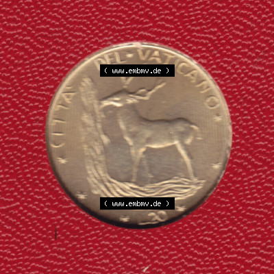 Münzen Vatikan Eurovorläufer, Umlaufmünze vor Euroeinführung 1970-1977, 20 Lira, 20 Lire (1) Sammlung