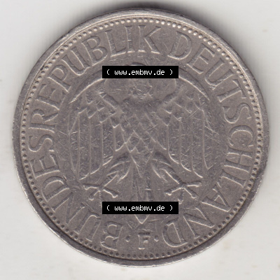 Münzen Deutschland 1950-2001, 1 Deutsche Mark 1972 F. Rückseite der Münze aus Deutschland Sammlung