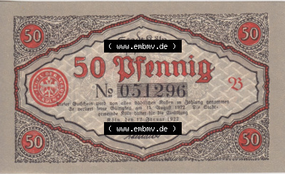Notgeldscheine aus Köln mit Soldaten-Serie 1922 B II, 50 Pfennig 2 (2) Sammlung