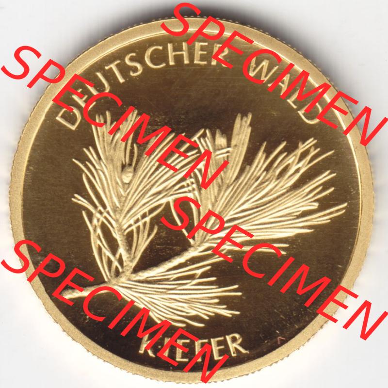 Münzen Deutschland 20 Euro Goldmünzen Deutscher Wald, 1/8 Unze Gold 2013. Rückseite einer Münze aus dem Deutschen Kaiserreich in Europa als Digitales Bild / Bildmaterial... Sammlung