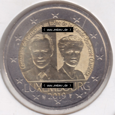 Münzen Euromünzen 2 Euro 2019, Luxemburg Charlotte (1) Sammlung