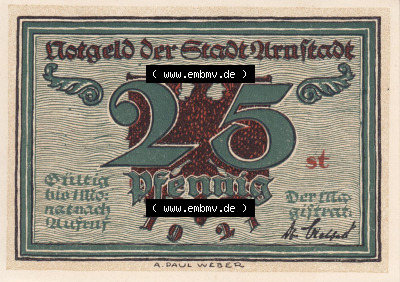 Notgeldscheine aus Arnstedt 1921, 25 Pfennig st (1) Sammlung