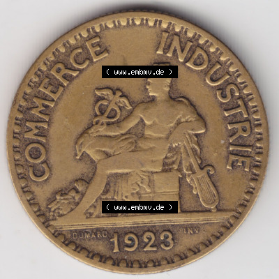Münzen Frankreich Eurovorläufer, Umlaufmünze vor Euroeinführung 1920-1927, 2 Francs, Franken 1923. Rückseite einer Münze... Sammlung