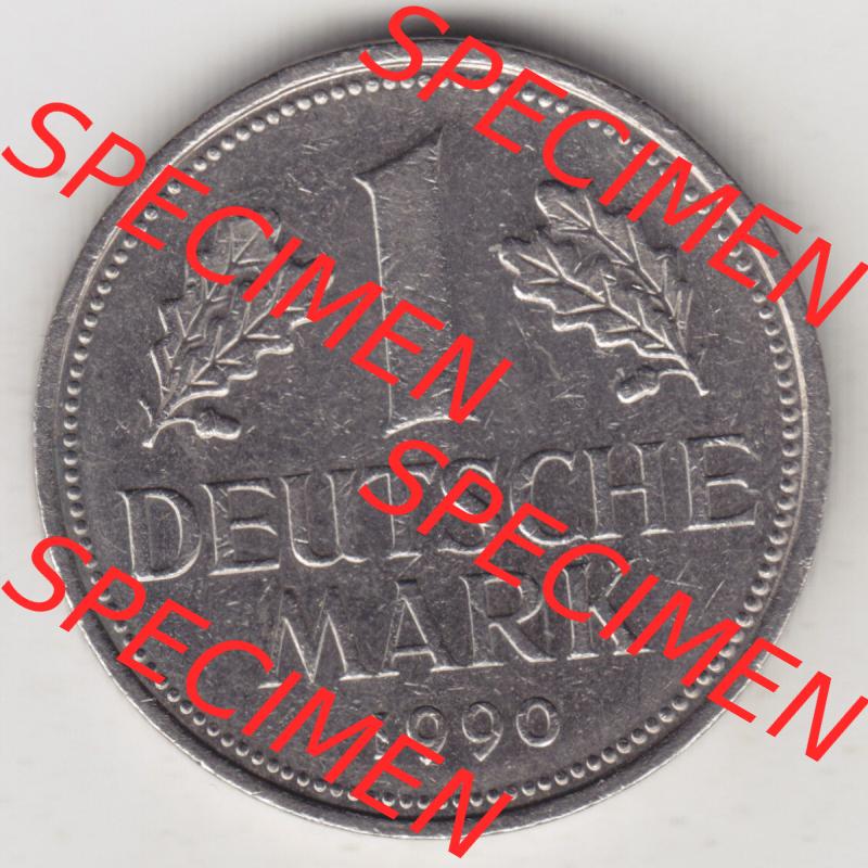 Münzen Deutschland 1950-2001, 1 Deutsche Mark 1990 D. Vorderseite der Münze aus Deutschland Sammlung