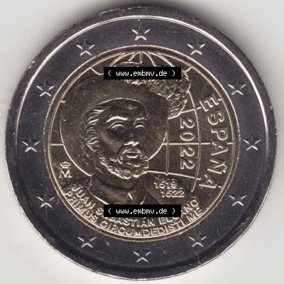 Münzen Euromünzen 2 Euro 2022, Spanien Vollendung erste Weltumsegelung (1) Sammlung