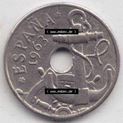 Münzen Spanien Eurovorläufer, Umlaufmünze vor Euroeinführung 1949-1963, 50 Centimos 1963 (2) Sammlung