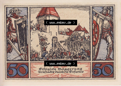 Notgeldscheine aus Arnstedt 1921, 50 Pfennig r (2) Sammlung