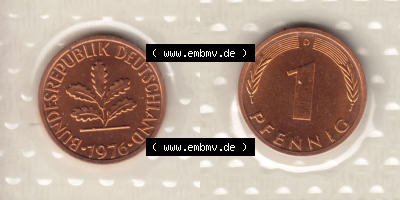 Münzen Deutschland Münzsätze Deutsche Mark Stempelglanz 1976, 1 Pfennig (3) Sammlung