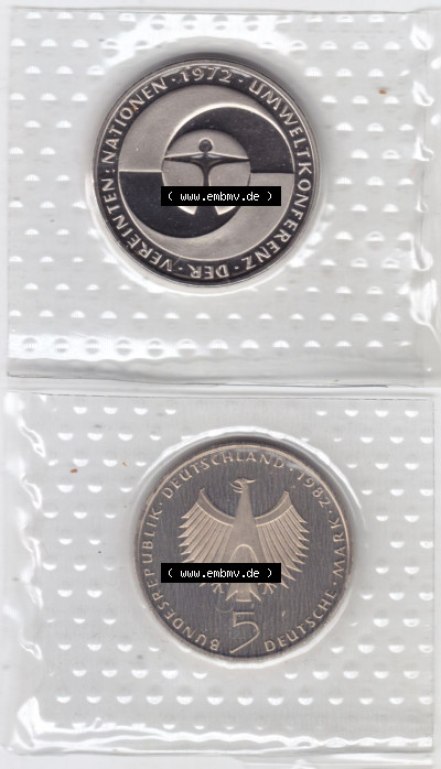 Münzen Deutschland 5 DM-Gedenkmünze 1982, UNEP (3) Sammlung