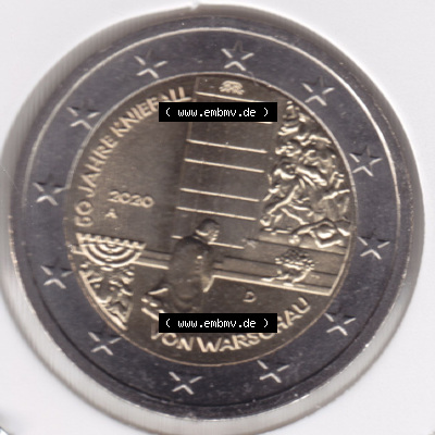 Münzen Euromünzen 2 Euro 2020, Deutschland 2020 Willy Brandt, Kniefall von Warschau. 2 Euro Gedenkmünze, gültiges Zahlungsmittel... Sammlung