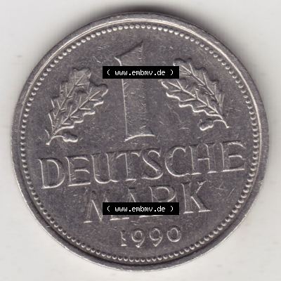 Münzen Deutschland 1950-2001, 1 Deutsche Mark 1990 D. Vorderseite der Münze aus Deutschland Sammlung