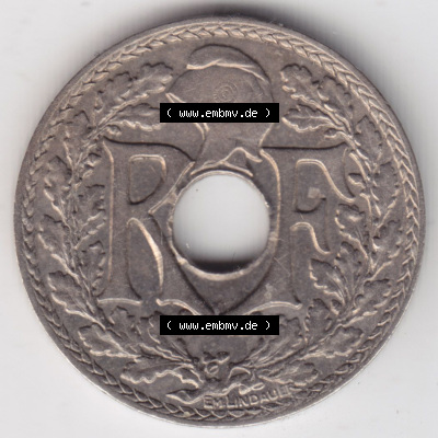 Münzen Frankreich Eurovorläufer, Umlaufmünze vor Euroeinführung 1917-1938, 10 Centimes, Cent 1936. Rückseite einer Münze... Sammlung