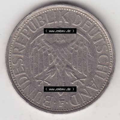 Münzen Deutschland 1950-2001, 1 Deutsche Mark 1972 F. Rückseite der Münze aus Deutschland Sammlung