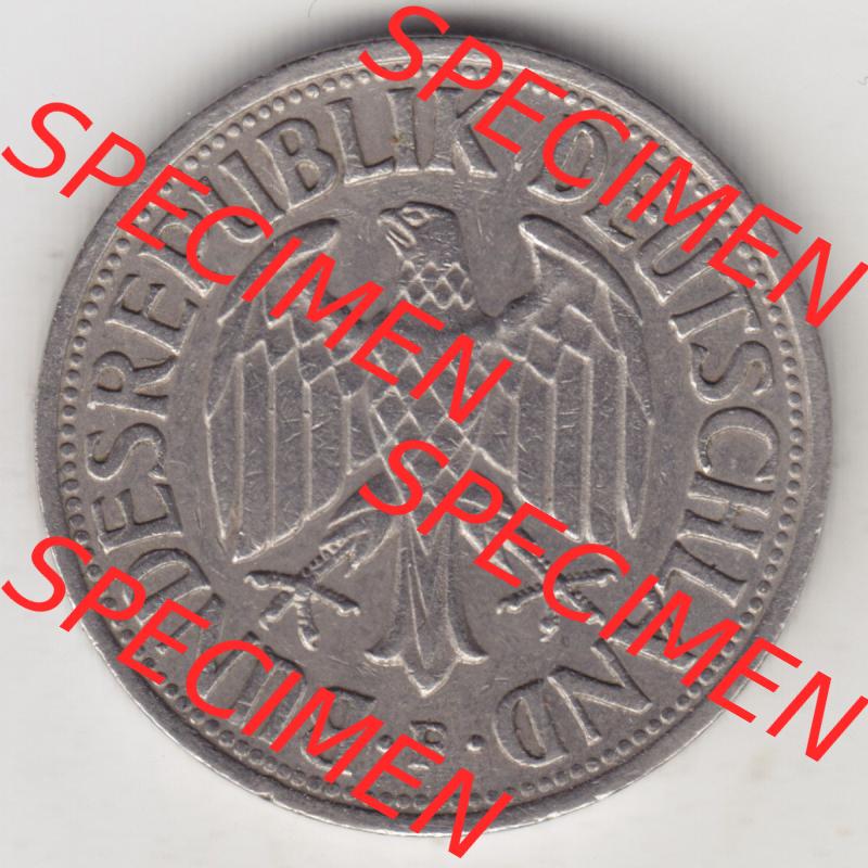 Münzen Deutschland 1950-2001, 1 Deutsche Mark 1959 F. Rückseite der Münze aus Deutschland Sammlung