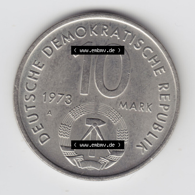 Münzen Deutschland DDR 10 Mark-Sondermünze 1973, 10 Mark Gedenkmünze der DDR, X. Weltfestspiel der Jugend und Studentenen in... Sammlung