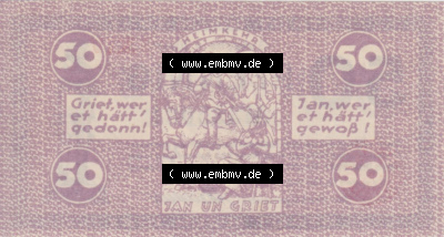 Notgeldscheine aus Köln 1921-1921, J XIV 50 Pfennig (2) Sammlung