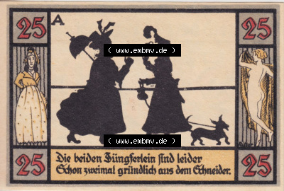 Notgeldscheine aus Apolda 1921, 25 Pfennig, Schattenbilder A (2) Sammlung