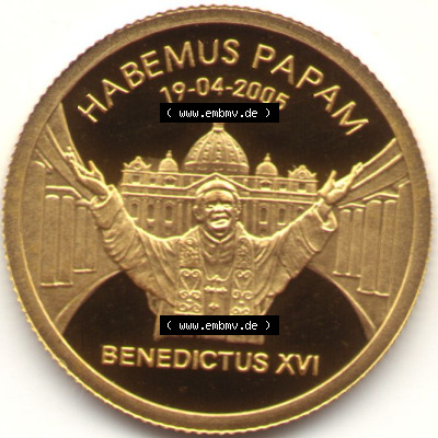 Münzen Kleine Goldmünzen der Welt Liberia Habemus Papam Benedikt 2005 (1) Sammlung