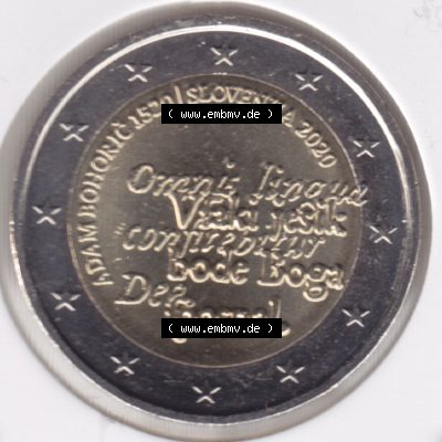 Münzen Euromünzen 2 Euro 2020, Slowenien 2020 Adam Bohoric. 2 Euro Gedenkmünze, gültiges Zahlungsmittel in allen Eurostaaten / Euroländern. Das Bildmaterial... Sammlung