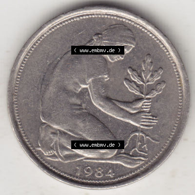 Münzen Deutschland 50 Pfennig der Deutschen Mark 1950-2001, 50 Pfennig 1984 F II. (2) Sammlung