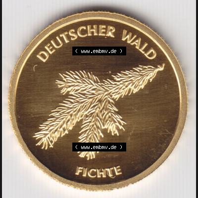 Münzen Deutschland 20 Euro Goldmünzen Deutscher Wald, 1/8 Unze Gold 2012. Rückseite einer Münze aus dem Deutschen Kaiserreich in Europa als Digitales Bild / Bildmaterial... Sammlung