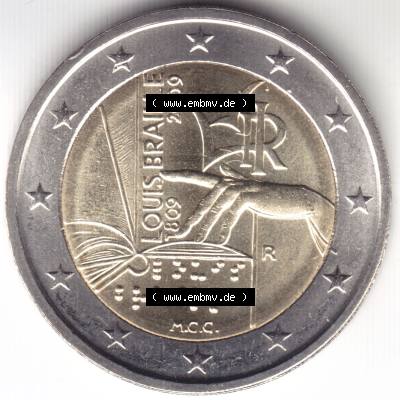 Münzen Euromünzen 2 Euro 2009, Italien 2 Euro Gedenkmünze 2009 (1) Sammlung