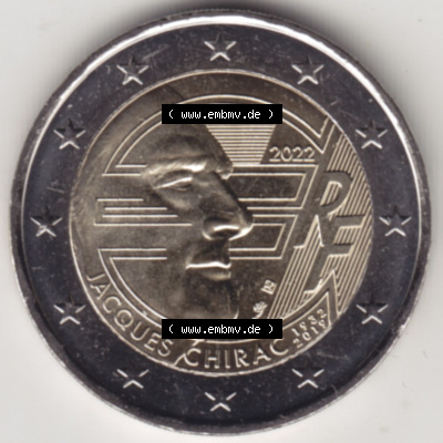 Münzen Euromünzen 2 Euro 2022, Frankreich Jacques ChiracI (1) Sammlung