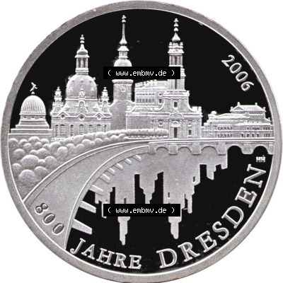 Münzen Euromünzen 2006, Deutschland 10 Euro Sondermünze 2006, 10 Euro 800 Jahre Dresden (1) Sammlung