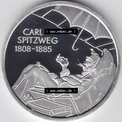 Münzen Euromünzen 2008, Deutschland 10 Euro Sondermünze 2008 (Stück 1), Carl Spitzweg (1) Sammlung