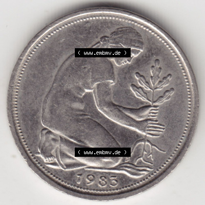 Münzen Deutschland 50 Pfennig der Deutschen Mark 1950-2001, 50 Pfennig 1983 J (2) Sammlung